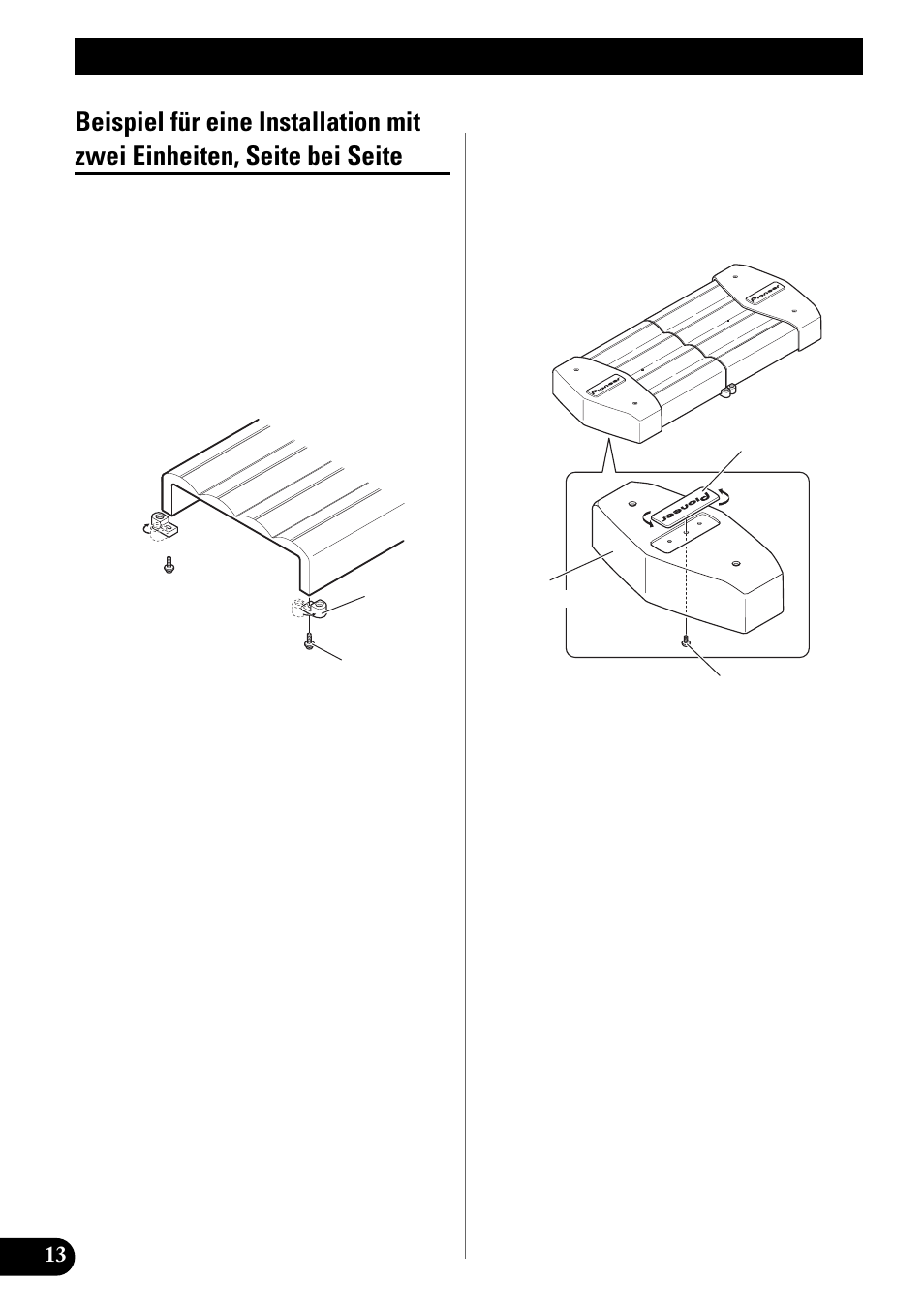 Beispiel für eine installation mit zwei, Einheiten, seite bei seite, Einbau | Pioneer PRS-X340 User Manual | Page 42 / 88