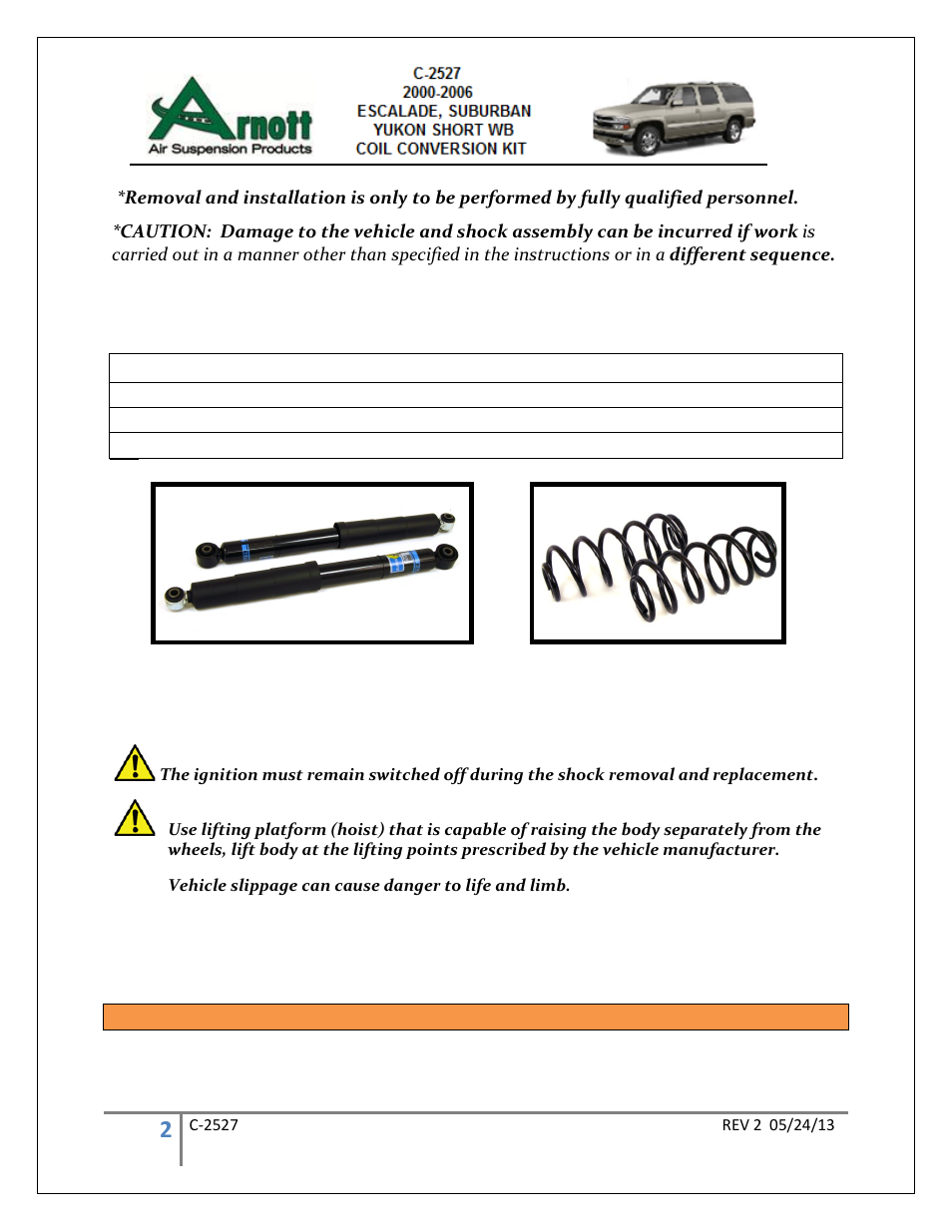 Parts list | Air Suspension C-2527 Rev 2 User Manual | Page 2 / 8