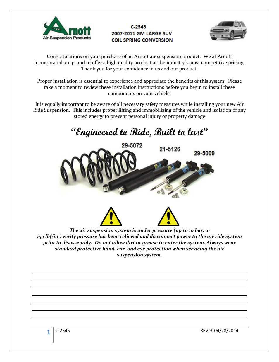 Air Suspension C-2545 REV 9 User Manual | 10 pages