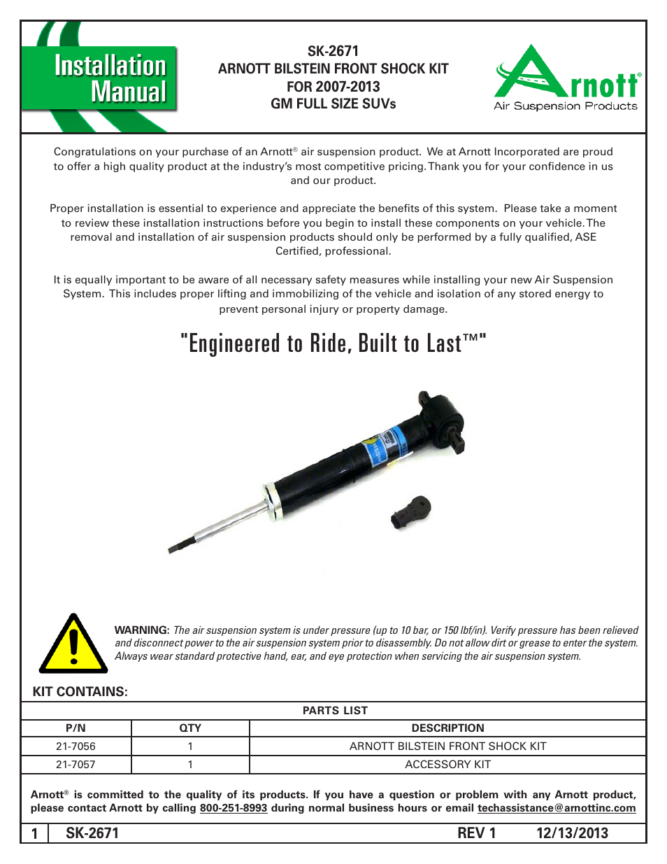 Air Suspension SK-2671 REV 1 User Manual | 4 pages