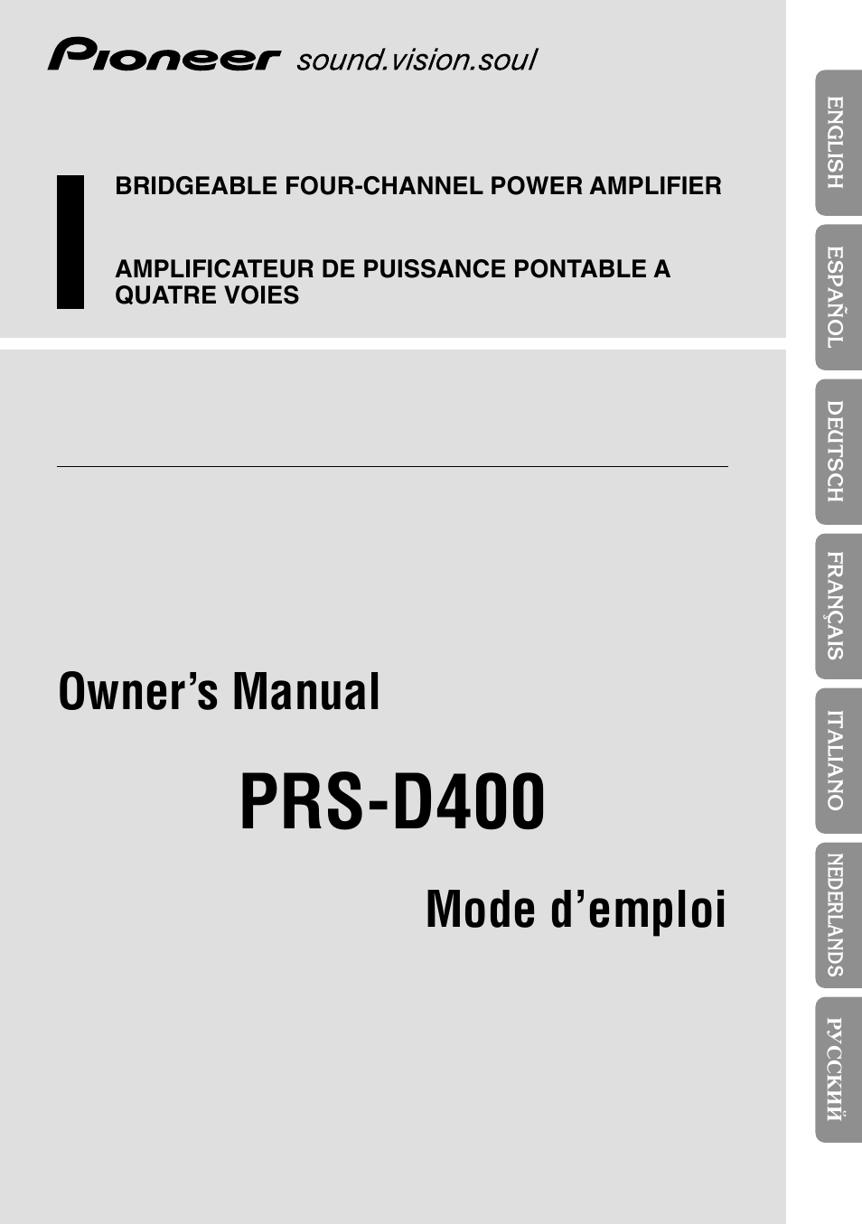 Pioneer PRS-D400 User Manual | 99 pages