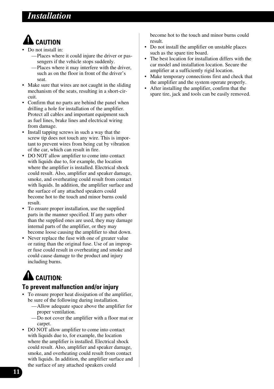 Installation | Pioneer PRS-D400 User Manual | Page 12 / 99