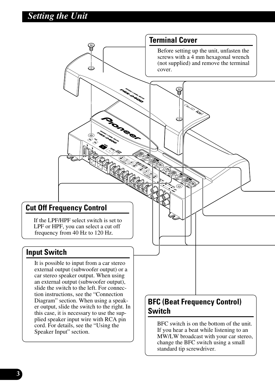 Setting the unit | Pioneer PRS-D400 User Manual | Page 4 / 99