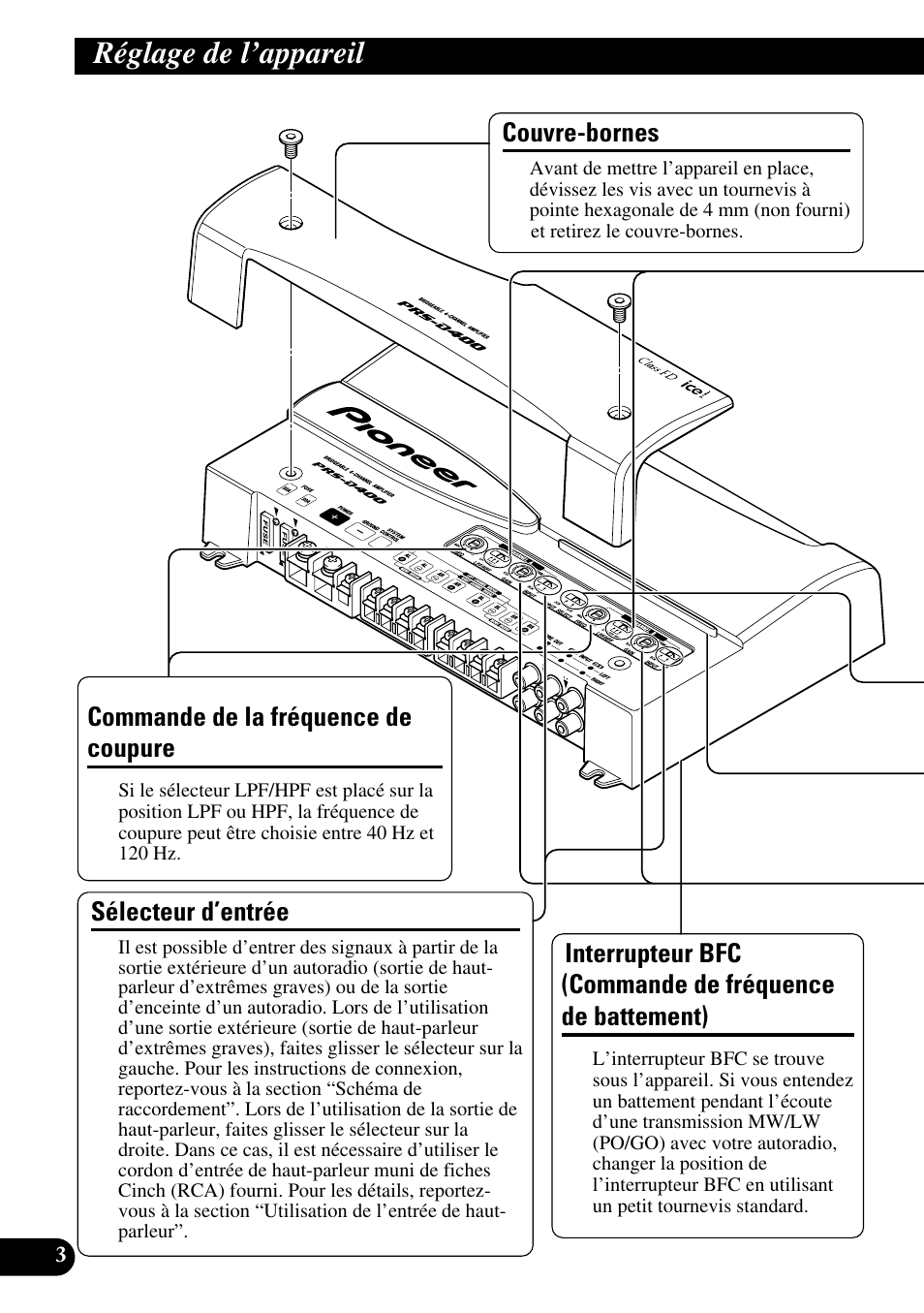 Réglage de l’appareil, De battement) | Pioneer PRS-D400 User Manual | Page 46 / 99