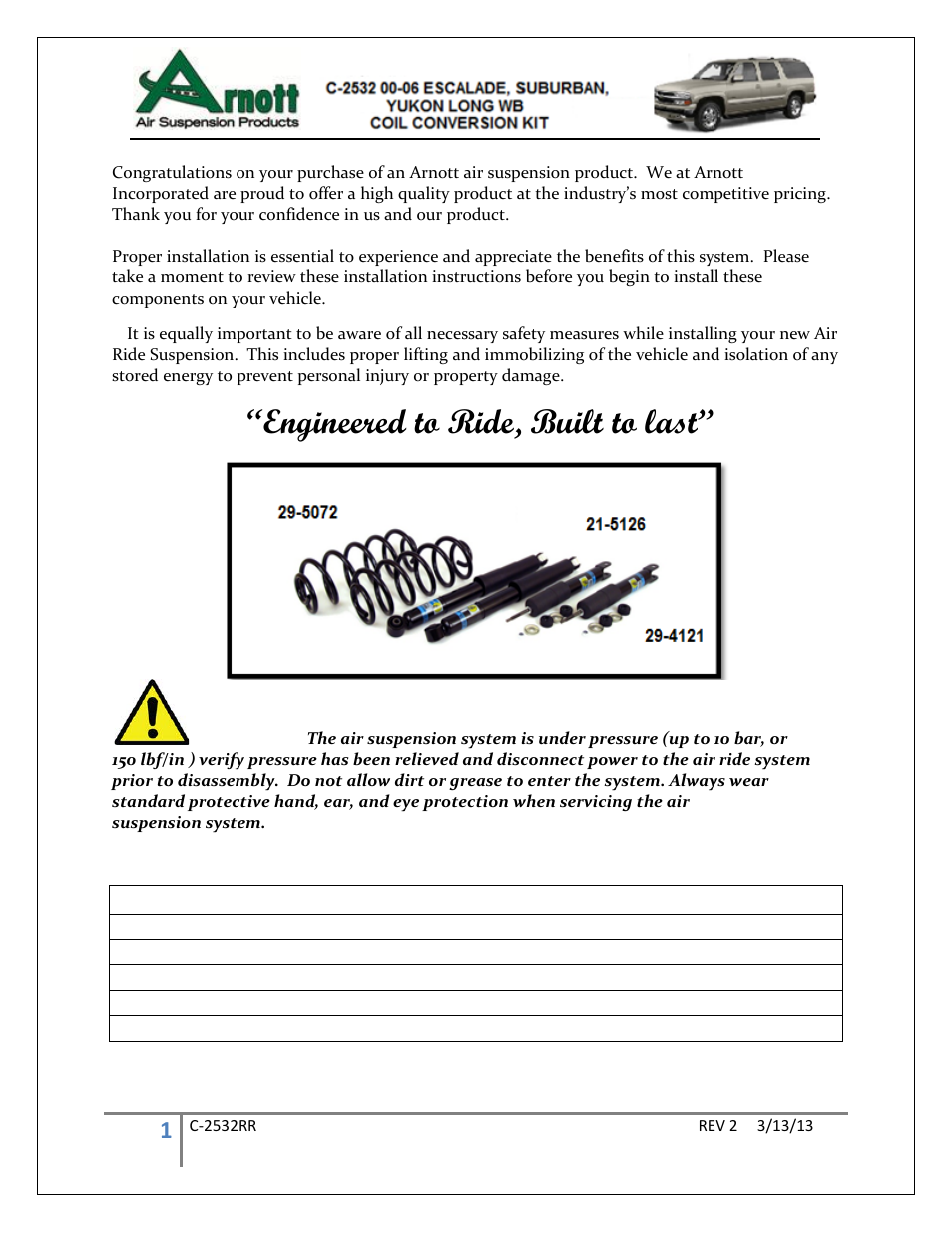 Air Suspension C-2532 Rev 2 User Manual | 9 pages