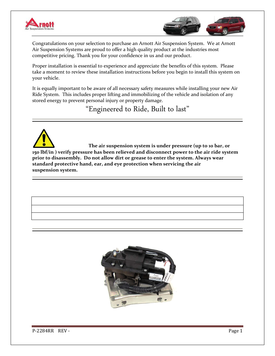 Air Suspension P-2284 User Manual | 5 pages