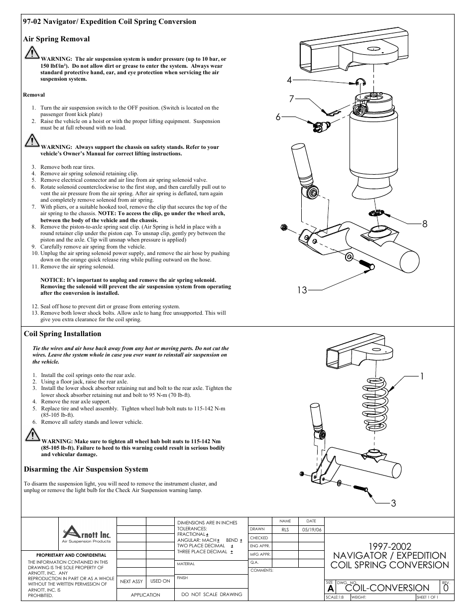 Air Suspension 97-02 Navigator/ Expedition Coil Spring Conversion User Manual | 1 page