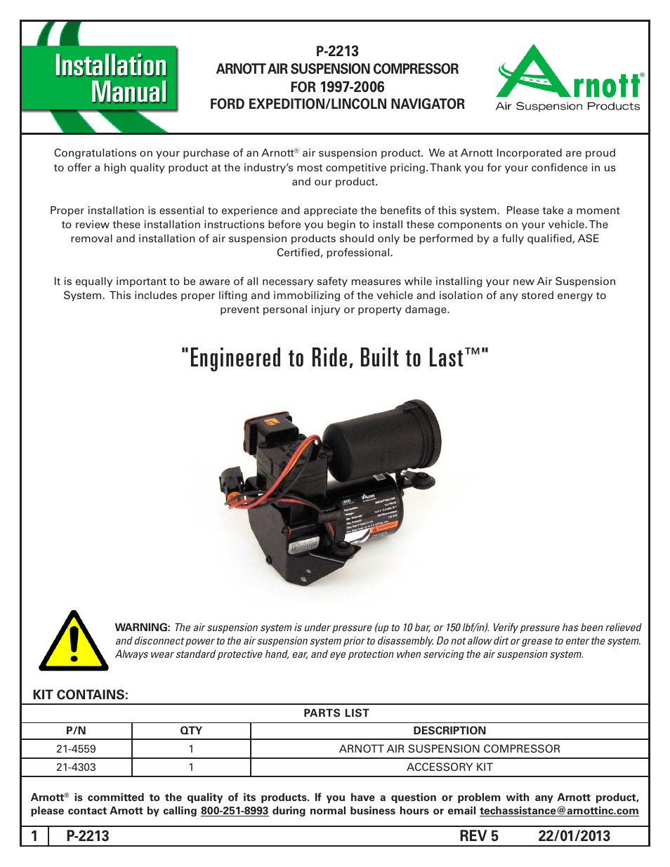 Air Suspension P-2213 REV 5 User Manual | 5 pages