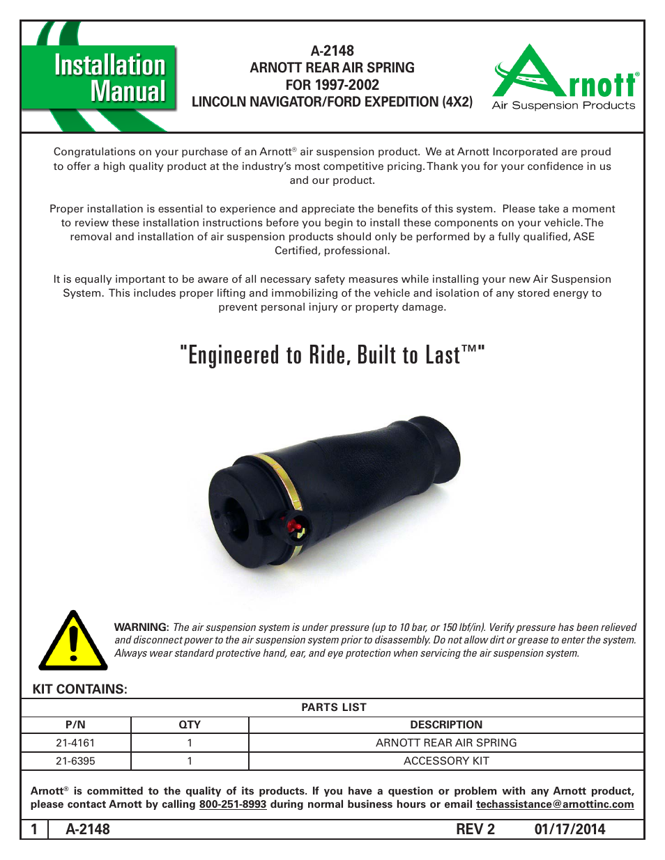 Air Suspension A-2148 REV 2 User Manual | 3 pages