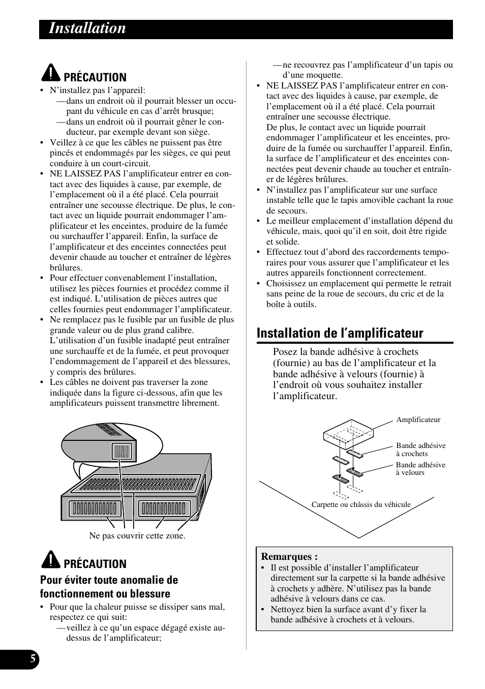 Installation, Installation de l’amplificateur | Pioneer ND-G500 User Manual | Page 24 / 44