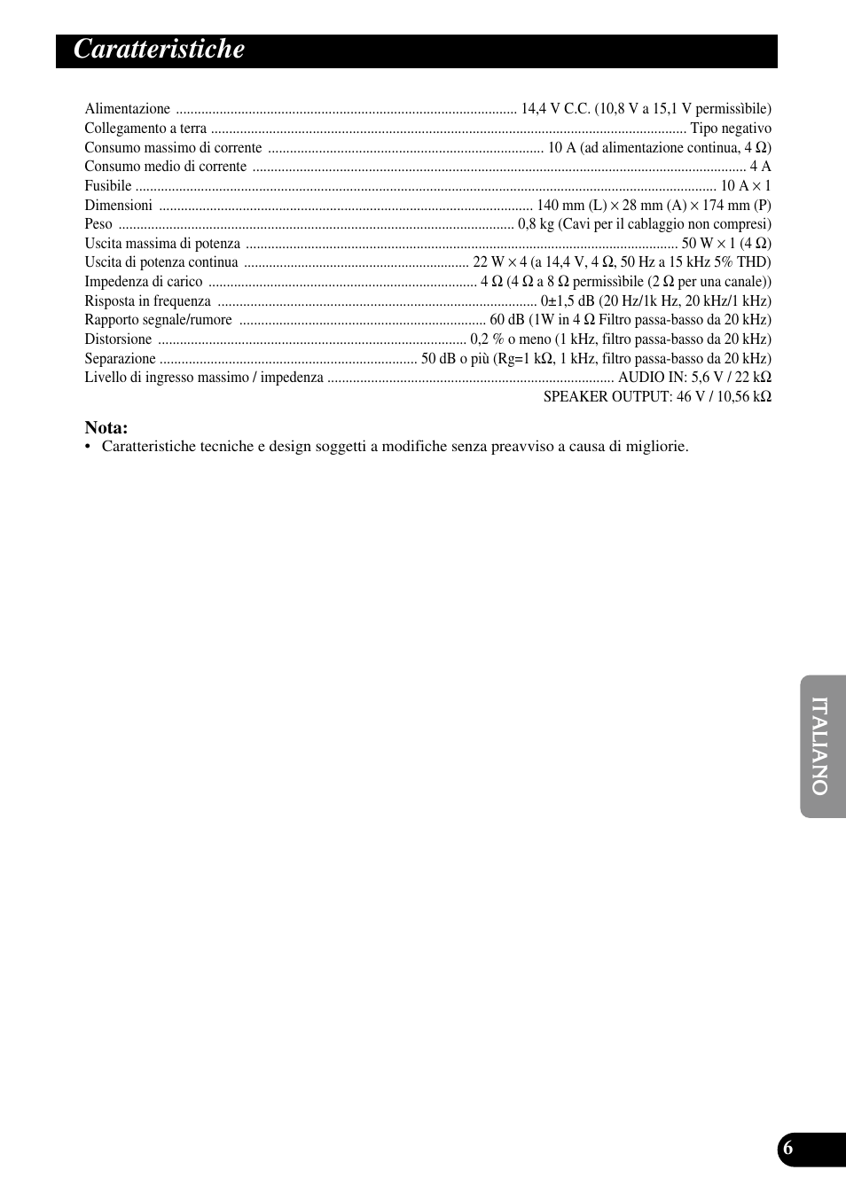 Caratteristiche | Pioneer ND-G500 User Manual | Page 31 / 44