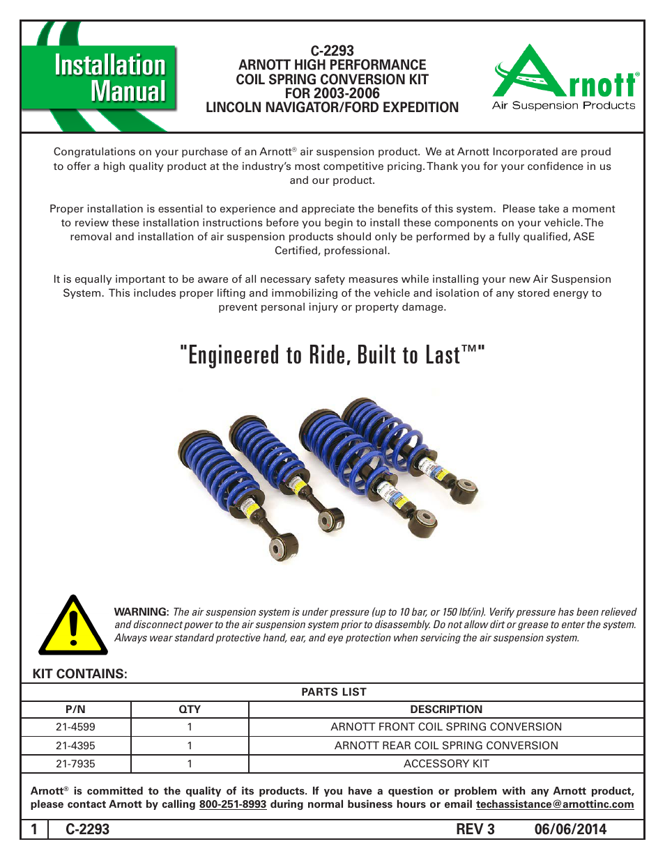 Air Suspension C-2293 REV 3 User Manual | 8 pages