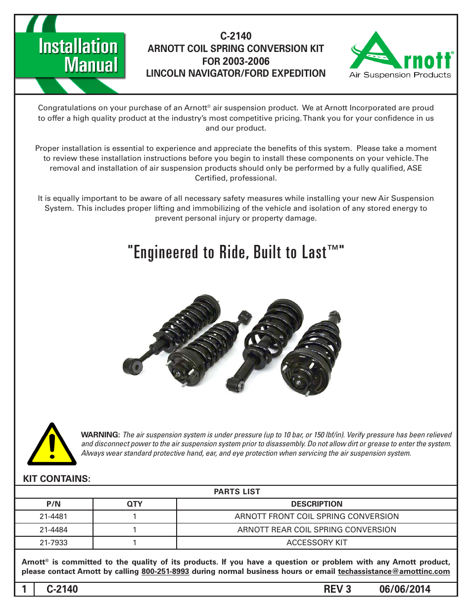 Air Suspension C-2140 REV 3 User Manual | 8 pages