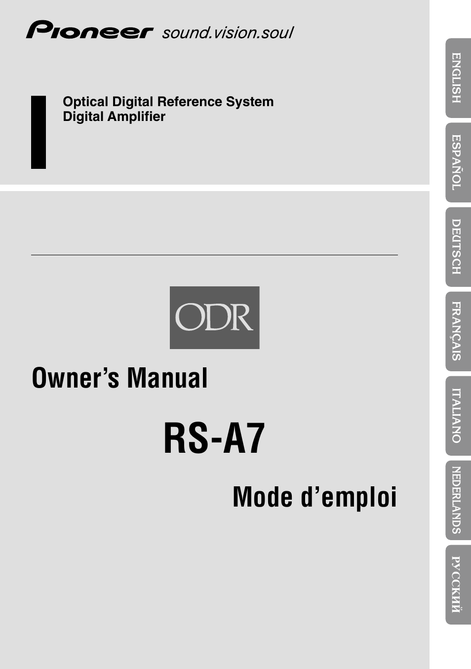 Pioneer RS-A7 User Manual | 142 pages