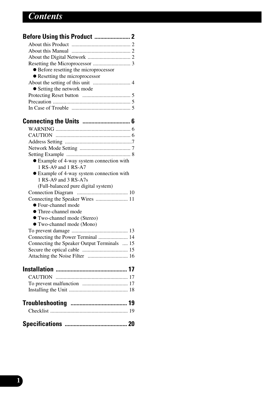 Pioneer RS-A7 User Manual | Page 2 / 142