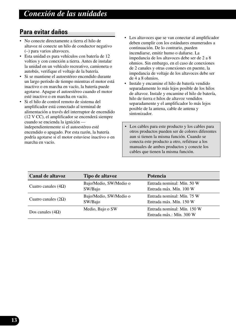 Para evitar daños, Conexión de las unidades | Pioneer RS-A7 User Manual | Page 34 / 142