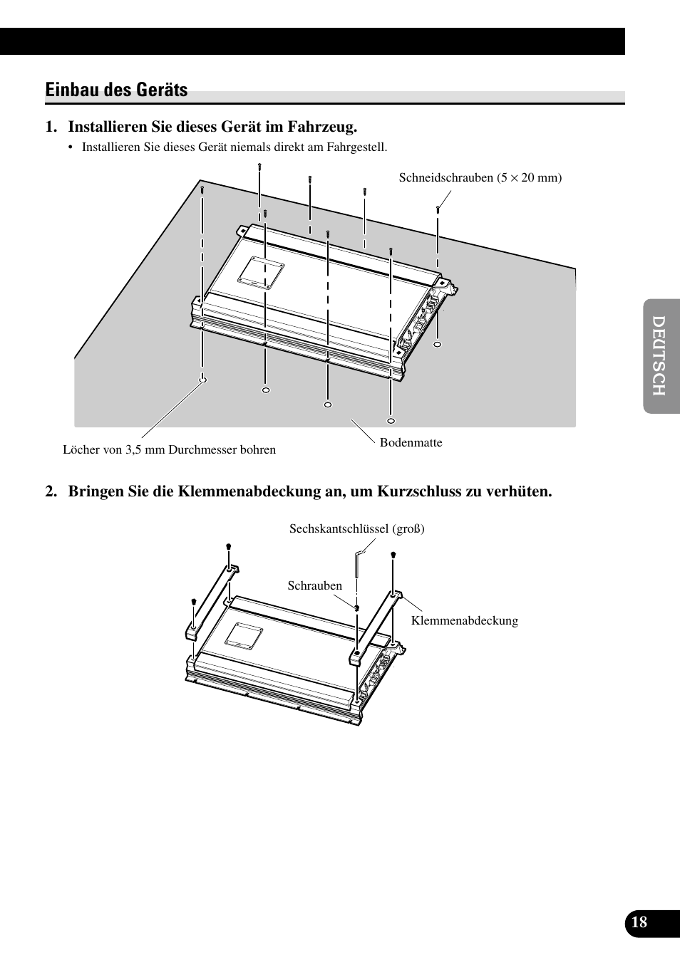 Einbau des geräts | Pioneer RS-A7 User Manual | Page 59 / 142