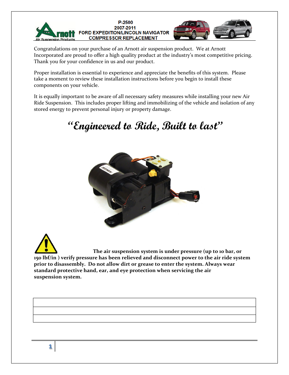 Air Suspension P-2500 User Manual | 5 pages