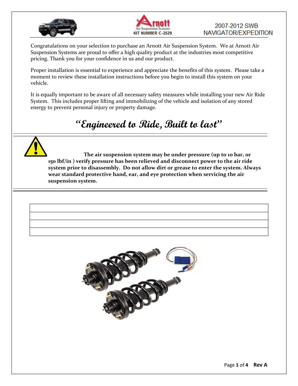 Air Suspension C-2529 User Manual | 4 pages