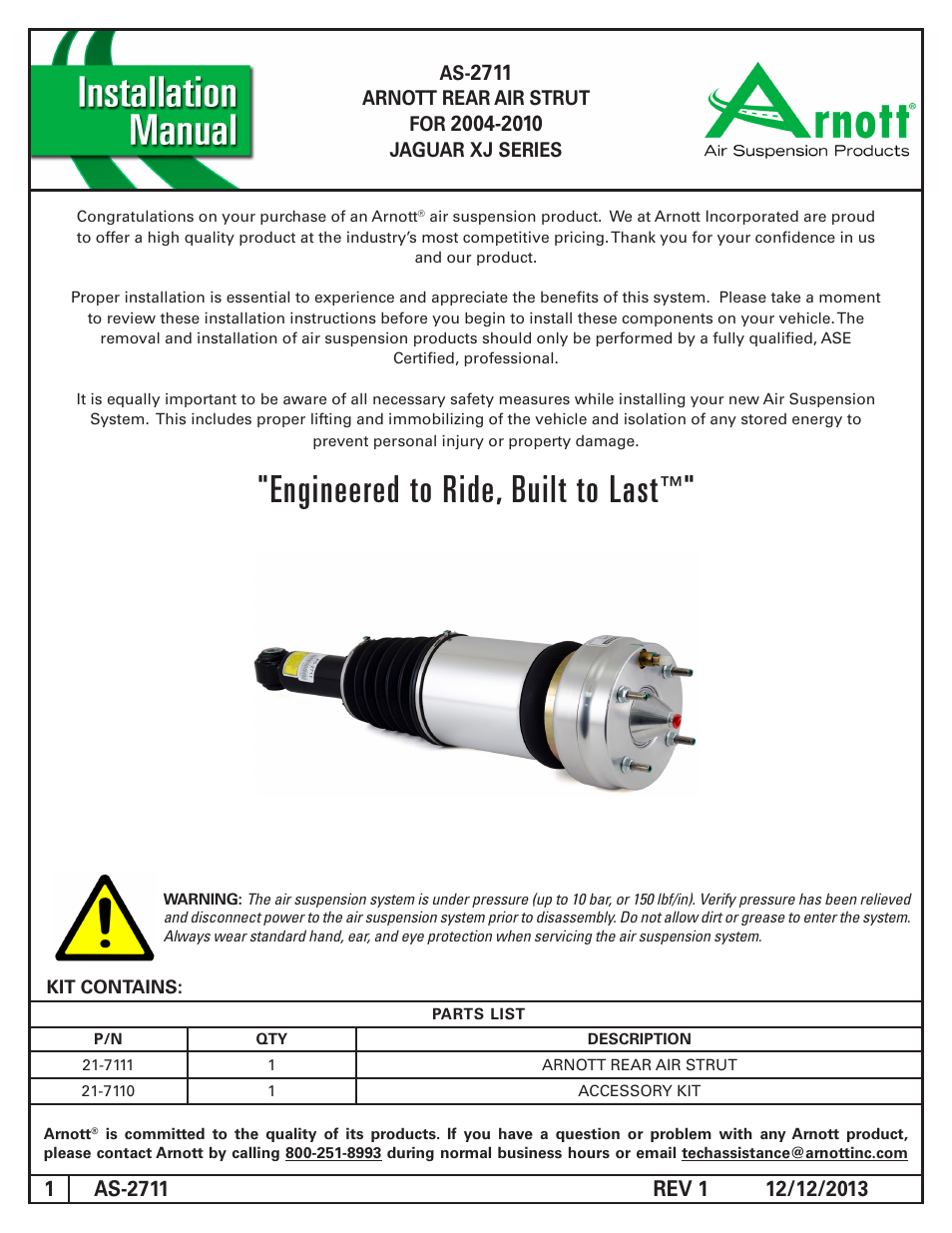 Air Suspension AS-2711 REV 1 User Manual | 5 pages