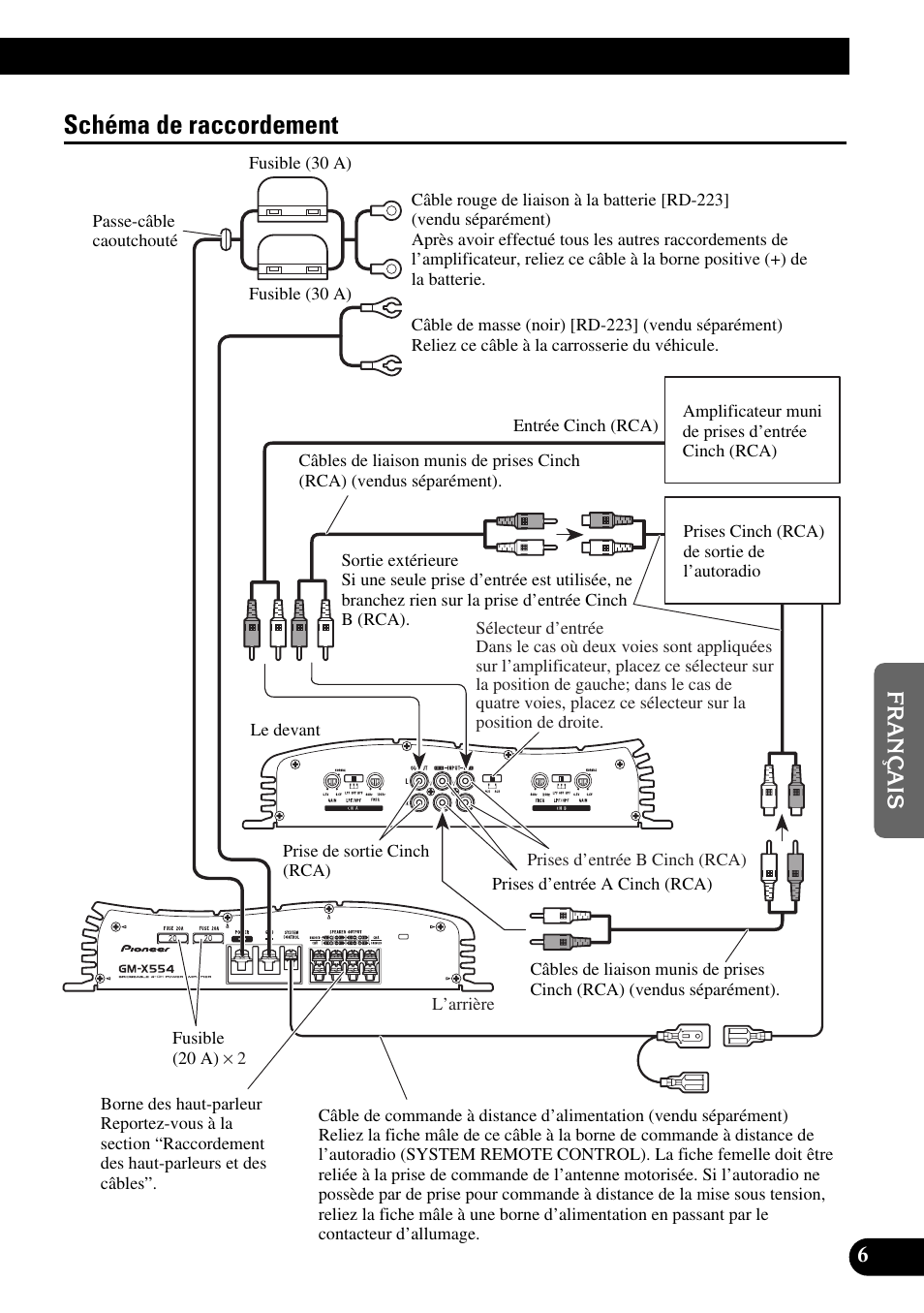 Schéma de raccordement | Pioneer GM-X554 User Manual | Page 43 / 76