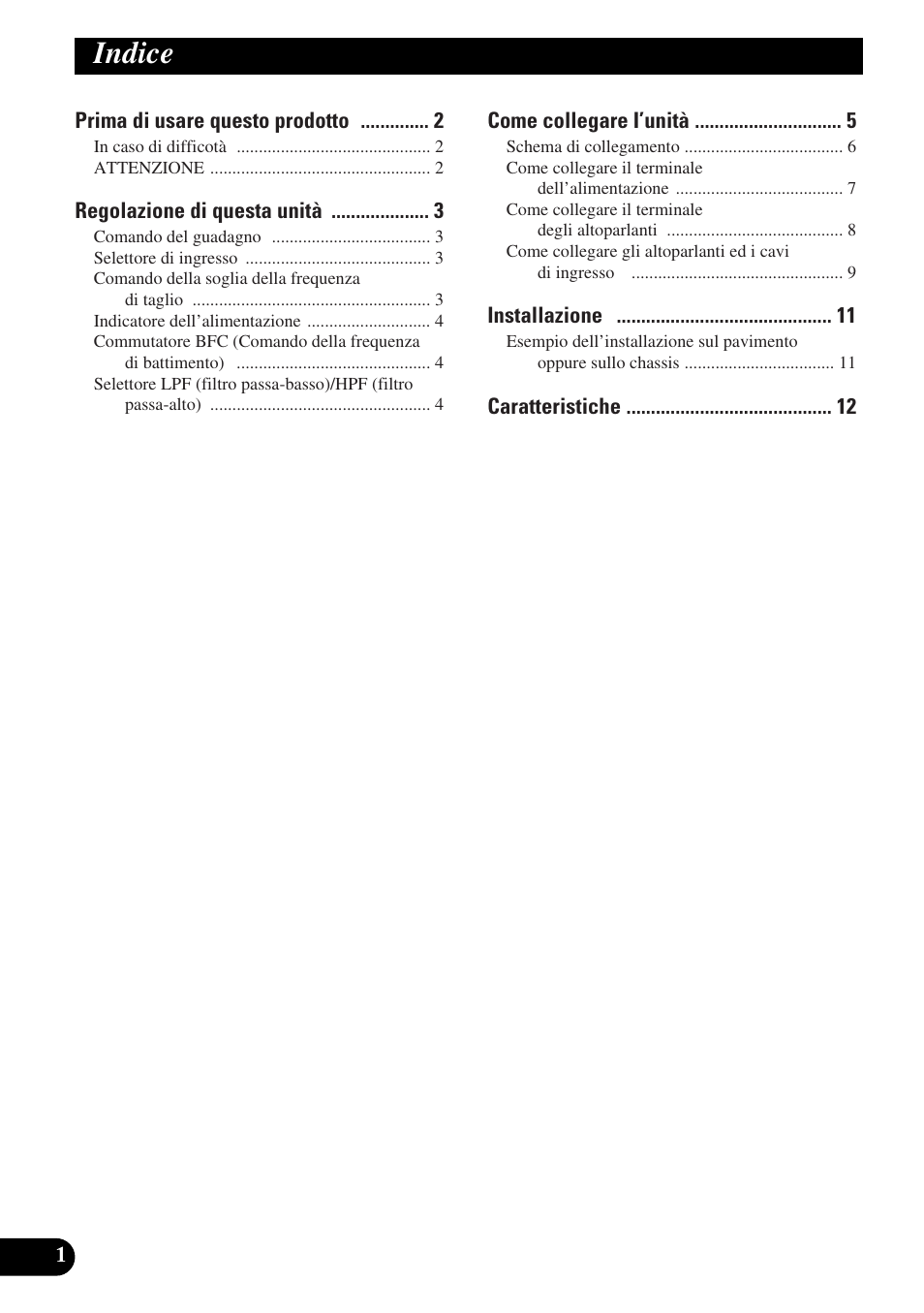Indice | Pioneer GM-X554 User Manual | Page 50 / 76