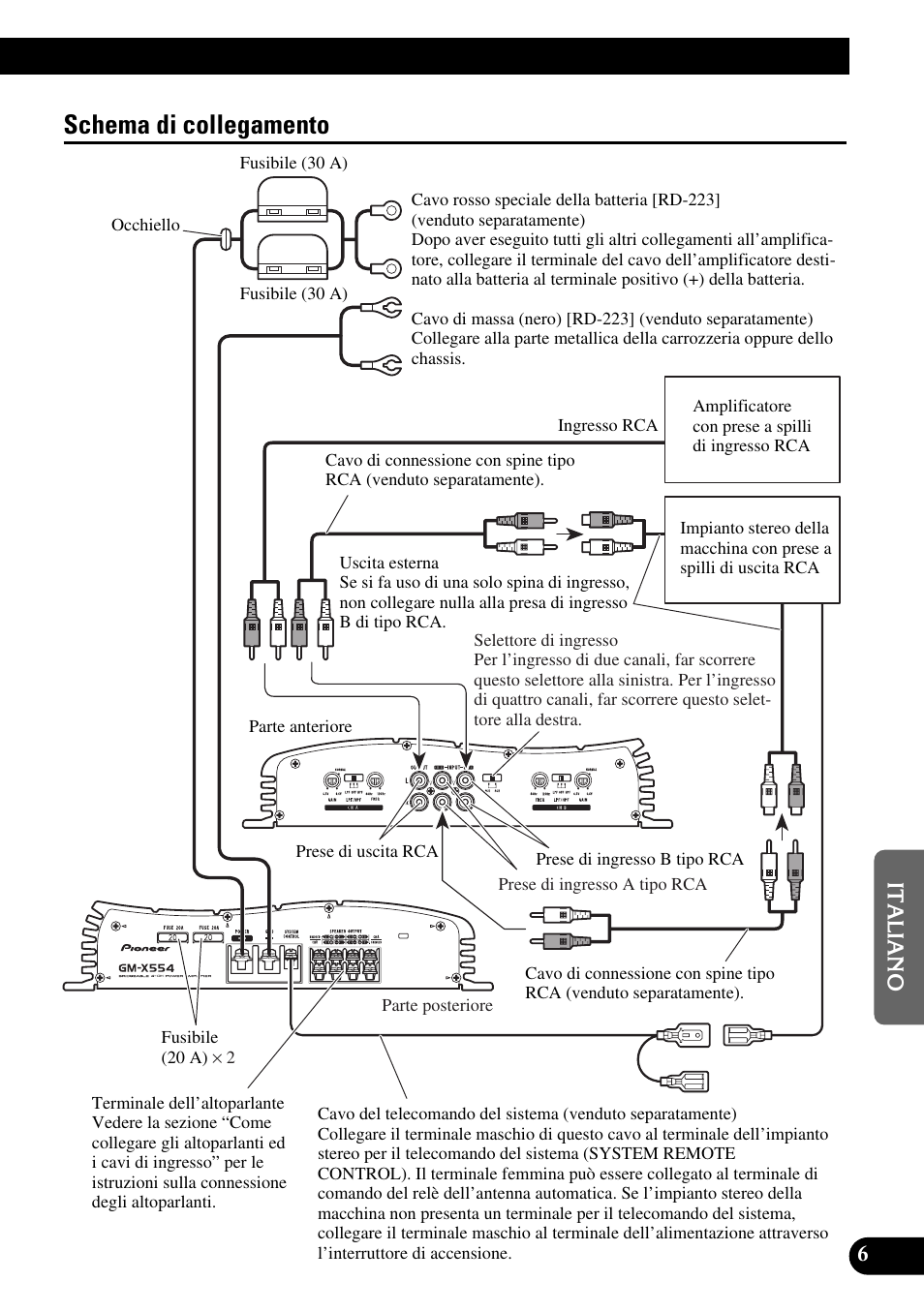Schema di collegamento | Pioneer GM-X554 User Manual | Page 55 / 76