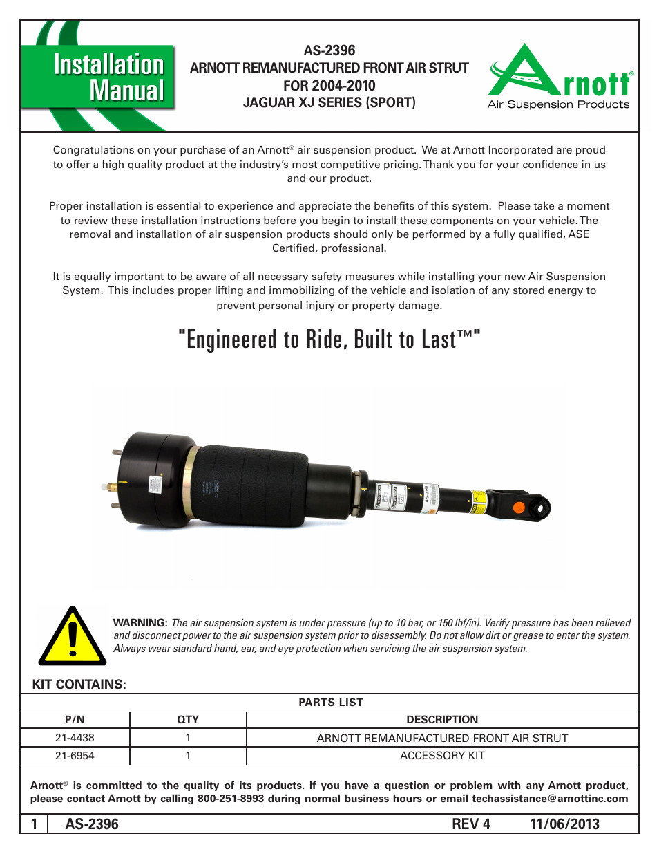 Air Suspension AS-2396 REV 4 User Manual | 4 pages