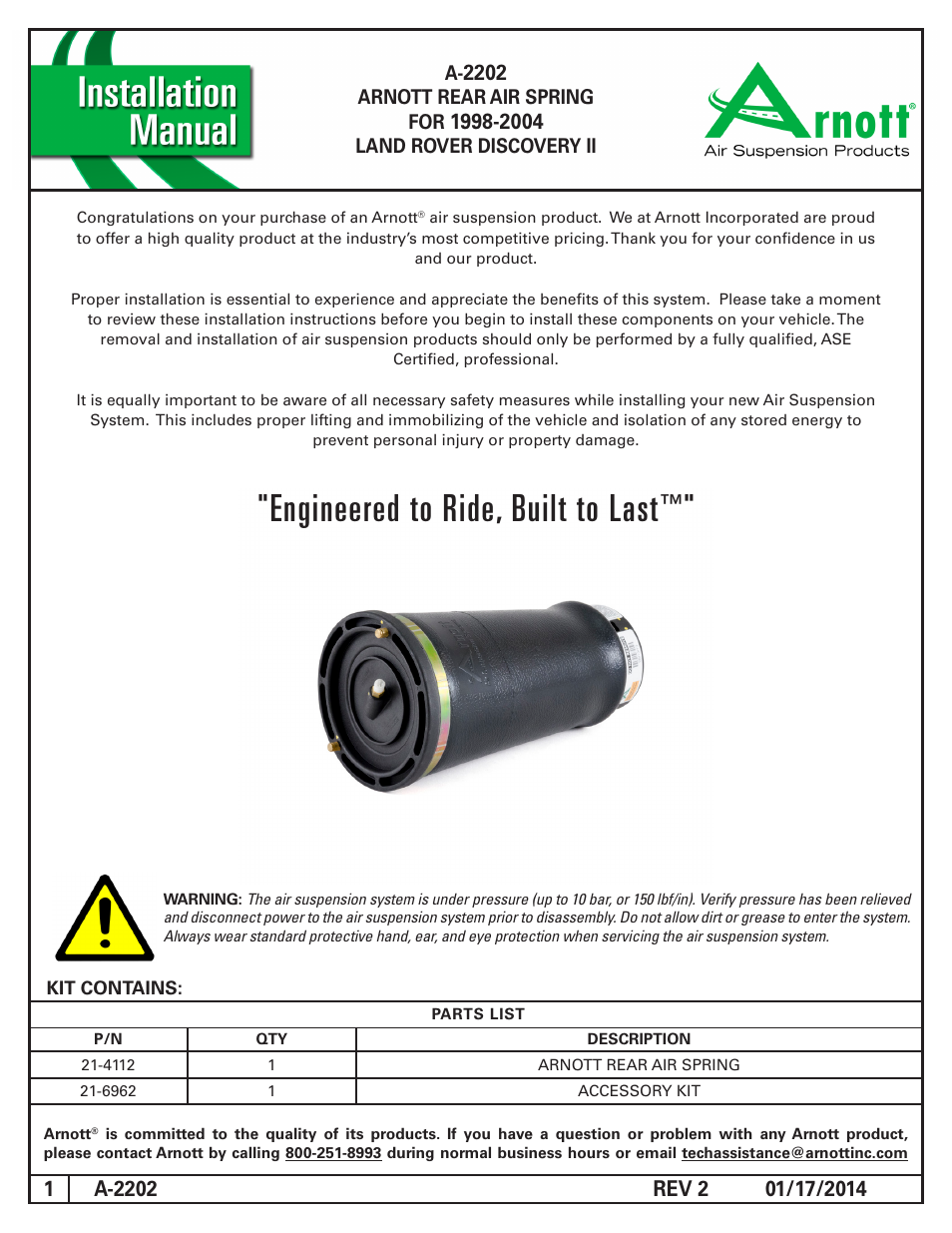 Air Suspension A-2202 REV 2 User Manual | 3 pages