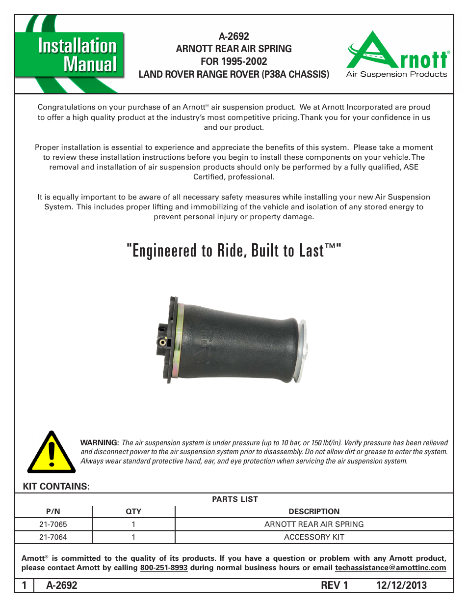 Air Suspension A-2692 REV 1 User Manual | 3 pages