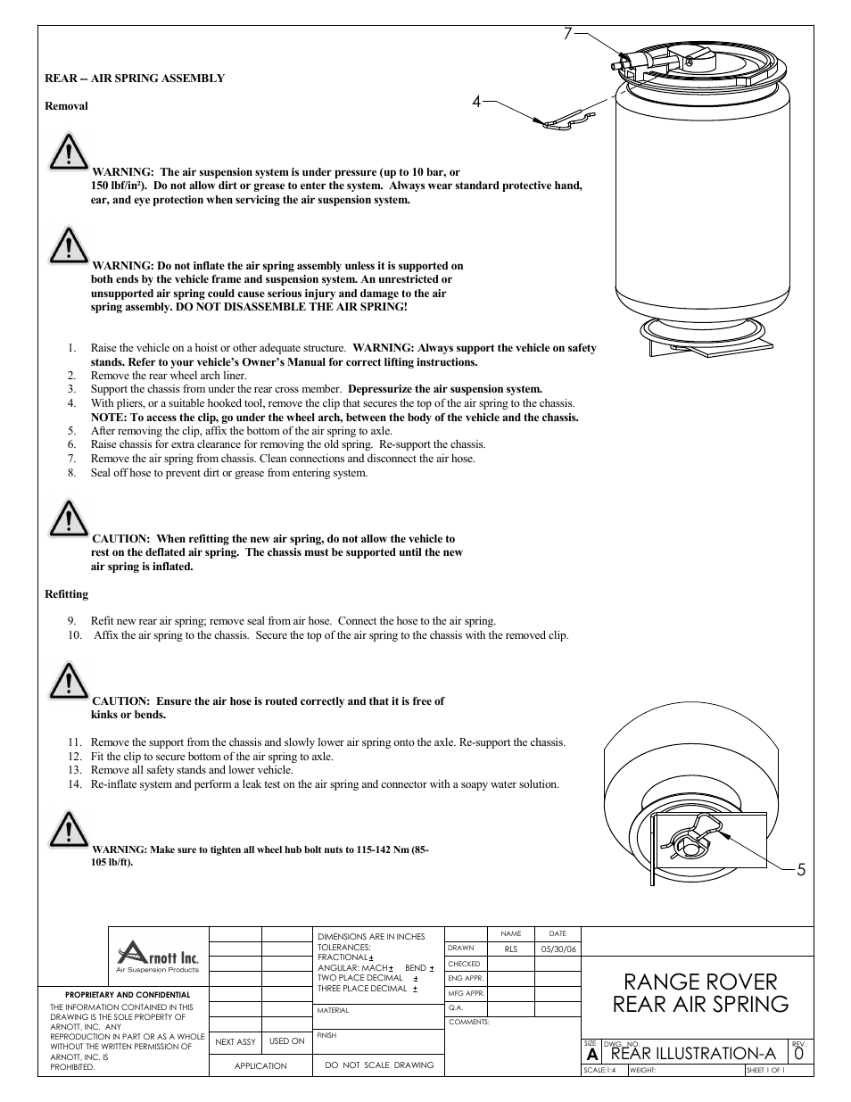 Air Suspension REAR AIR SPRING RANGE ROVER User Manual | 1 page