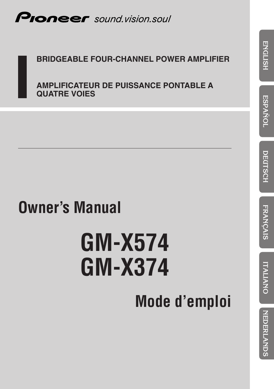 Pioneer GM-X574 User Manual | 88 pages