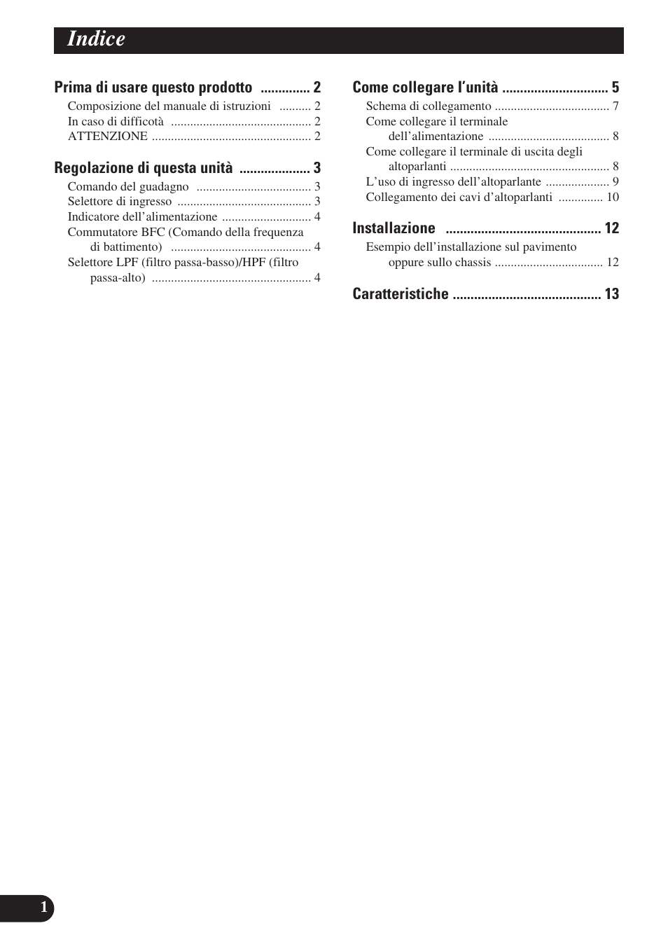 Indice | Pioneer GM-X574 User Manual | Page 58 / 88