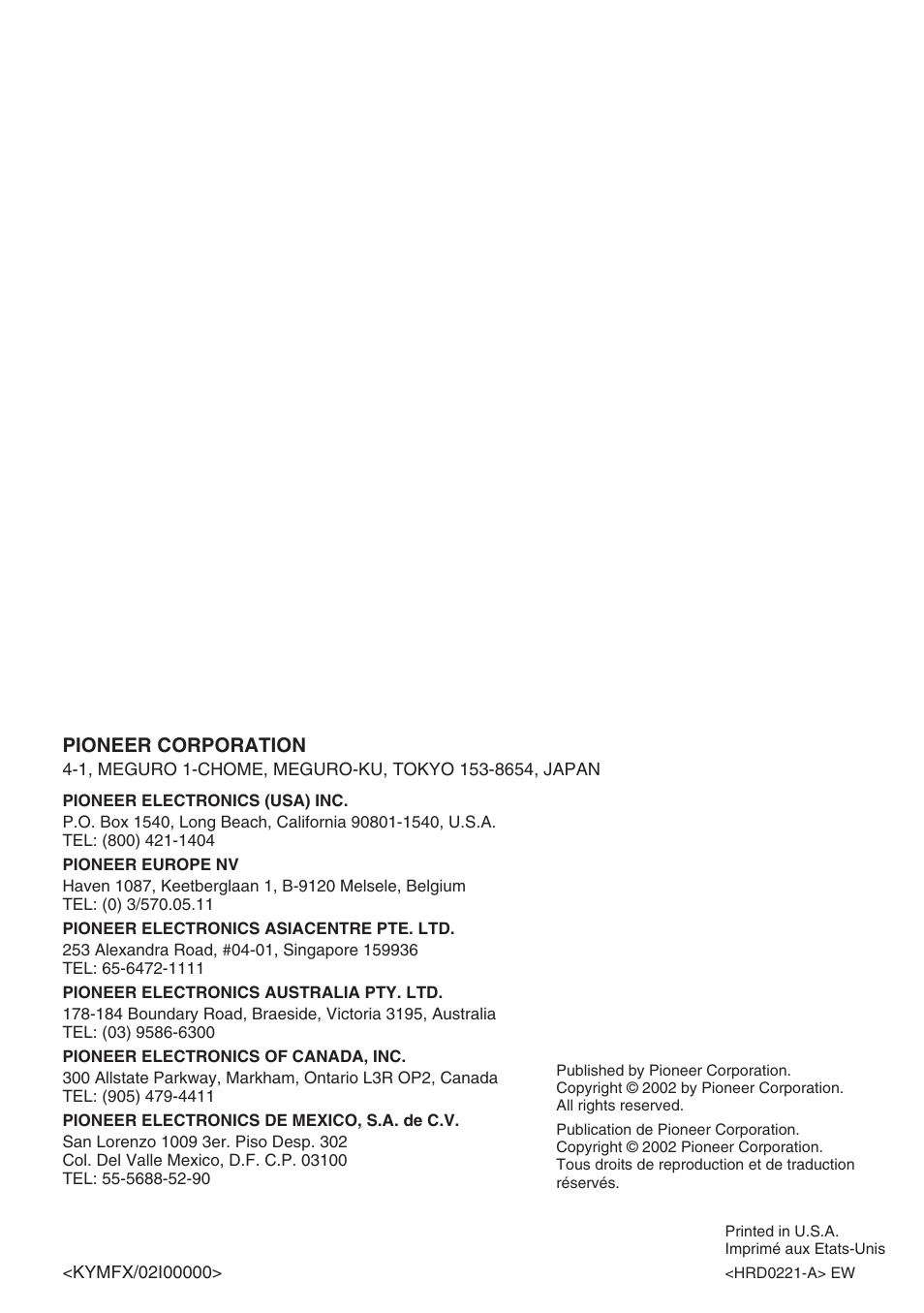 Pioneer GM-X574 User Manual | Page 88 / 88
