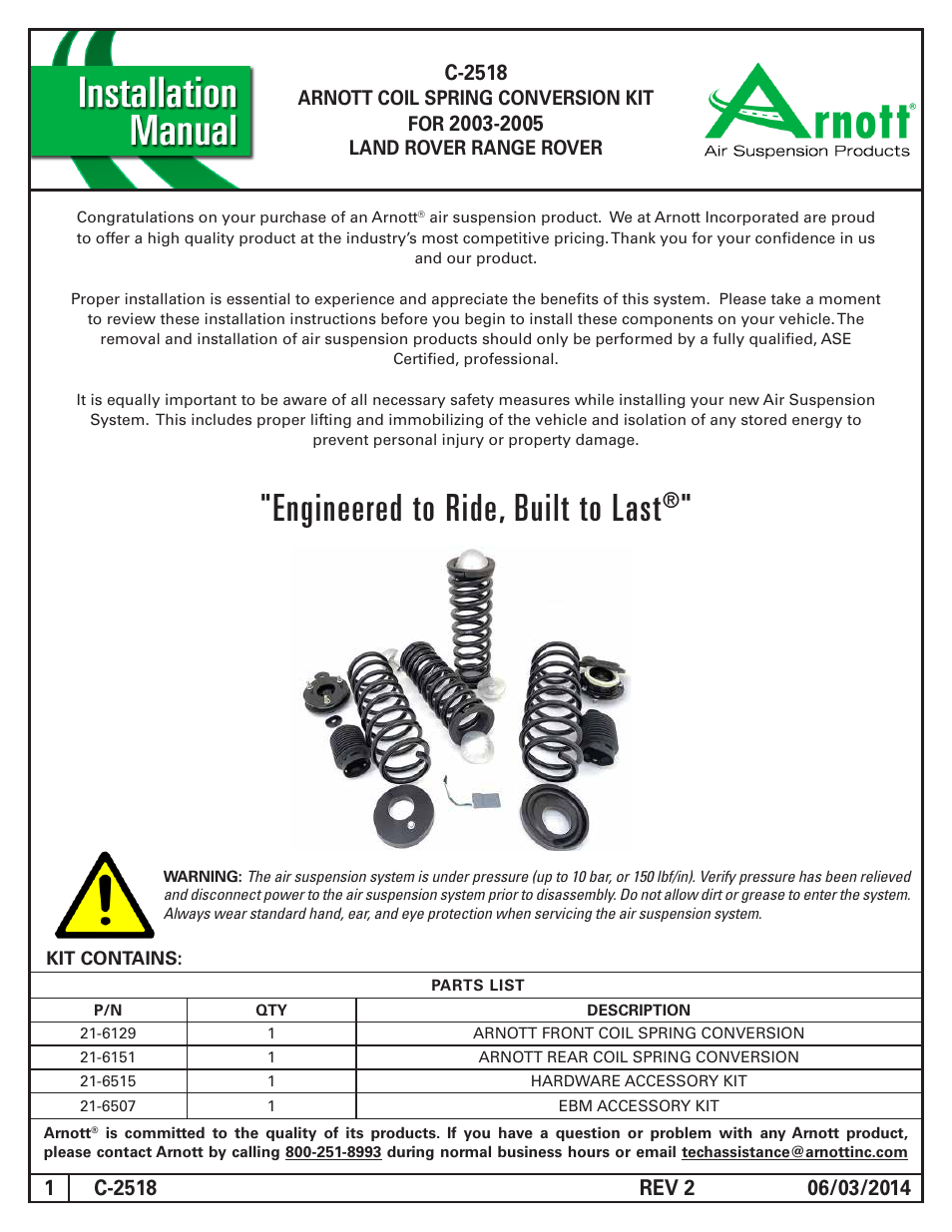 Air Suspension C-2518 REV 2 User Manual | 16 pages