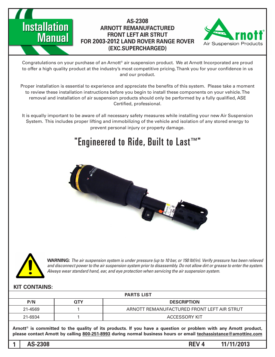 Air Suspension AS-2308 REV 4 User Manual | 4 pages