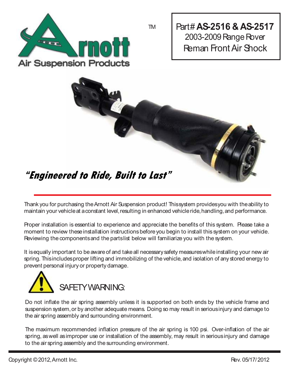 Air Suspension AS-2516 User Manual | 4 pages