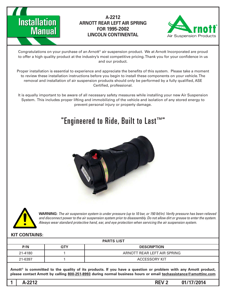 Air Suspension A-2212 REV 2 User Manual | 4 pages