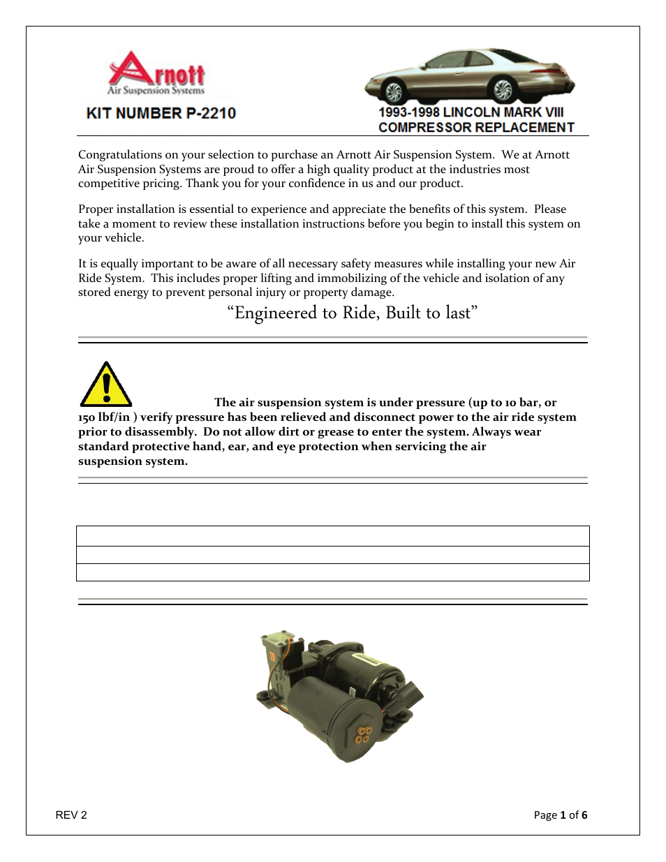 Air Suspension P-2210 User Manual | 6 pages