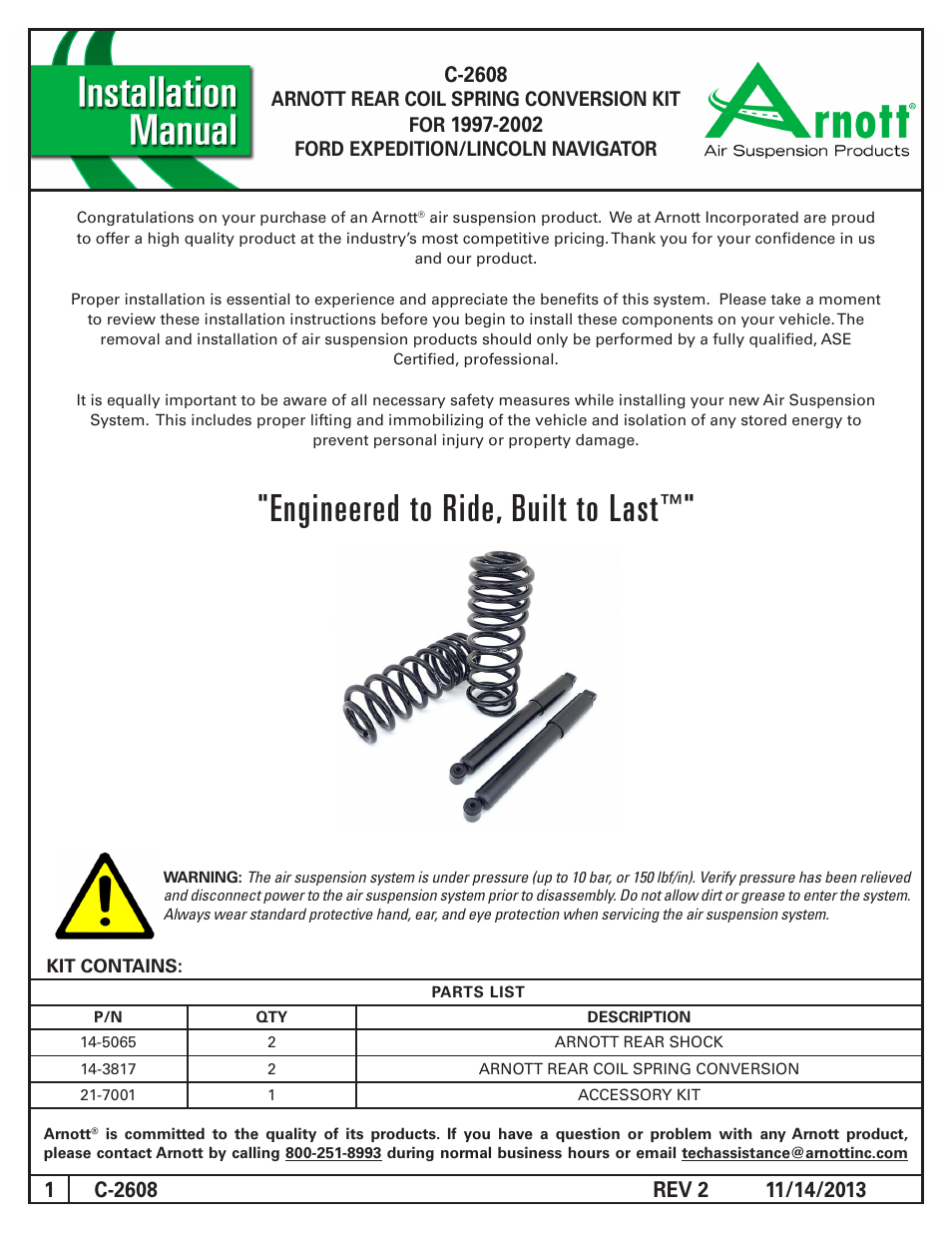 Air Suspension C-2608 REV 2 User Manual | 4 pages