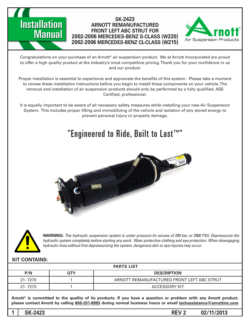 Air Suspension SK-2423 REV 2 User Manual | 5 pages