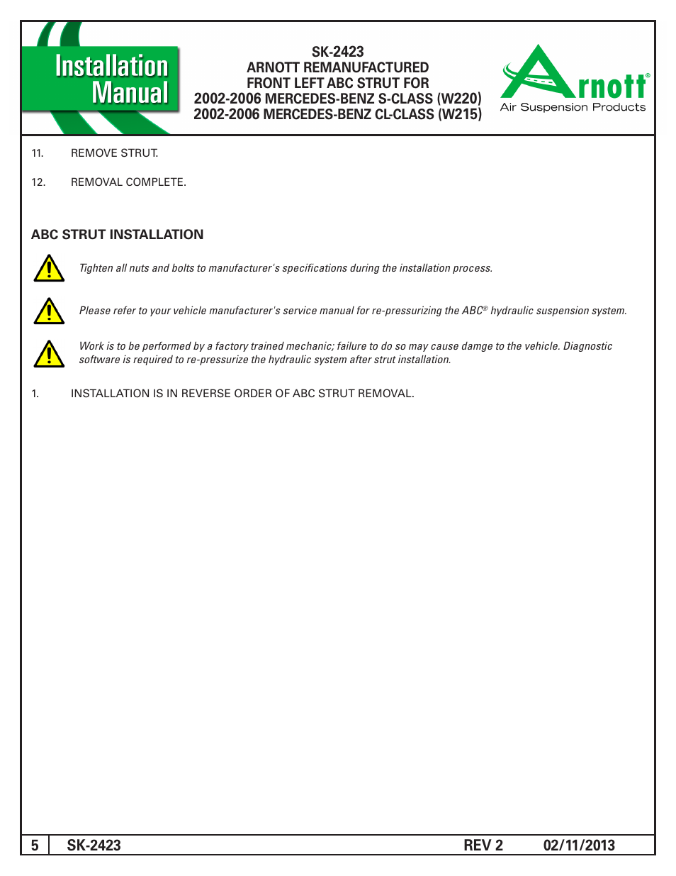 Air Suspension SK-2423 REV 2 User Manual | Page 5 / 5