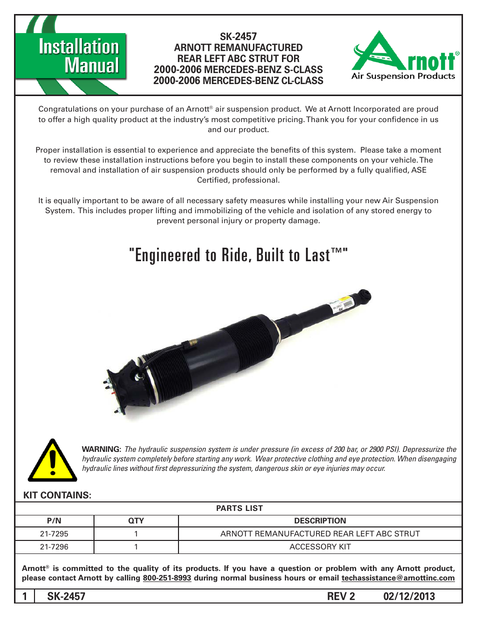 Air Suspension SK-2457 REV 2 User Manual | 6 pages
