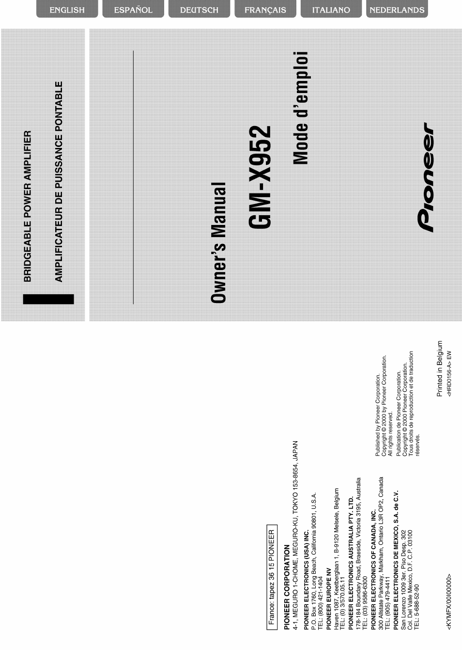 Pioneer GM-X952 User Manual | 32 pages