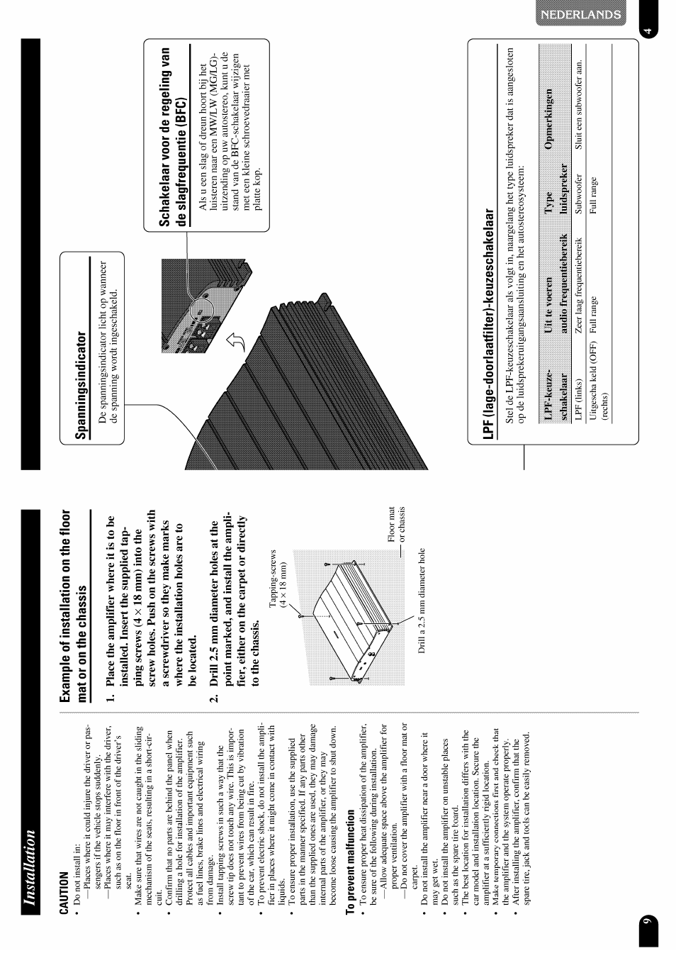 Installation, Caution, To prevent malfunction | Pioneer GM-X952 User Manual | Page 10 / 32