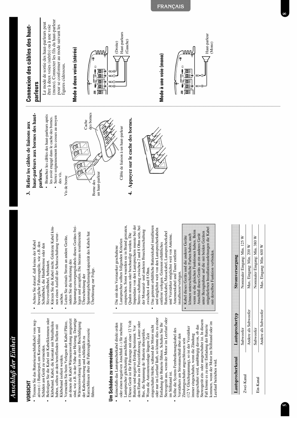 Anschluß der einheit | Pioneer GM-X952 User Manual | Page 26 / 32
