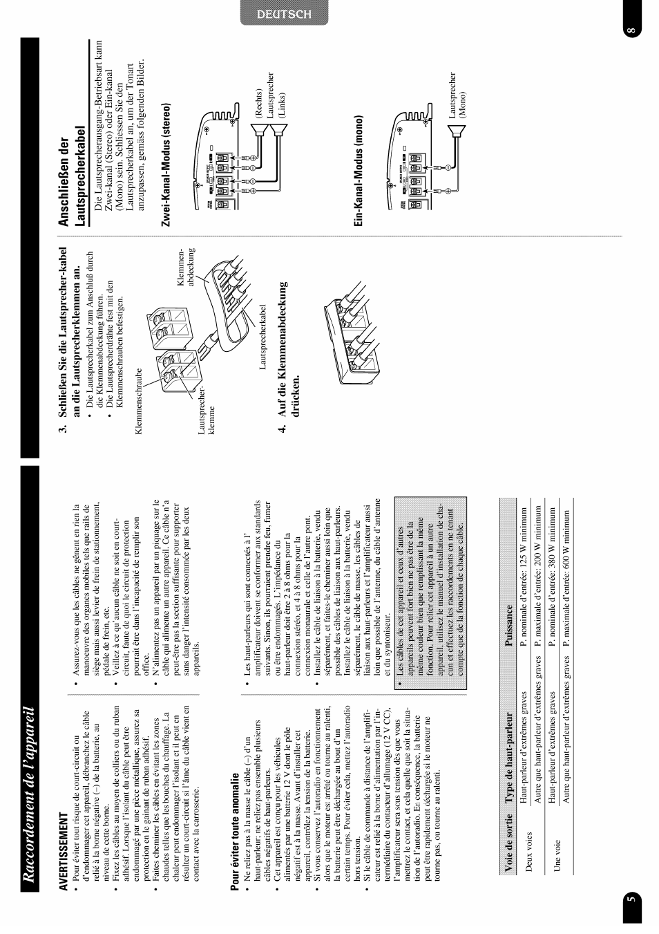 Raccordement de vappareil | Pioneer GM-X952 User Manual | Page 29 / 32