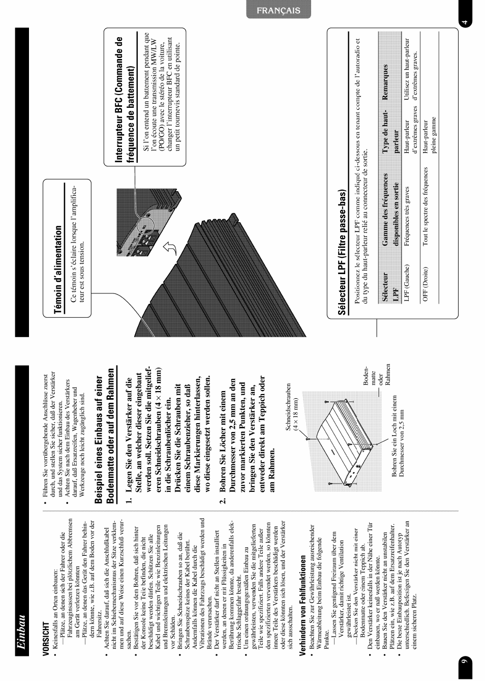 Einbau, Vorsicht, Verhindern von fehlfunktionen | Einhau | Pioneer GM-X952 User Manual | Page 30 / 32