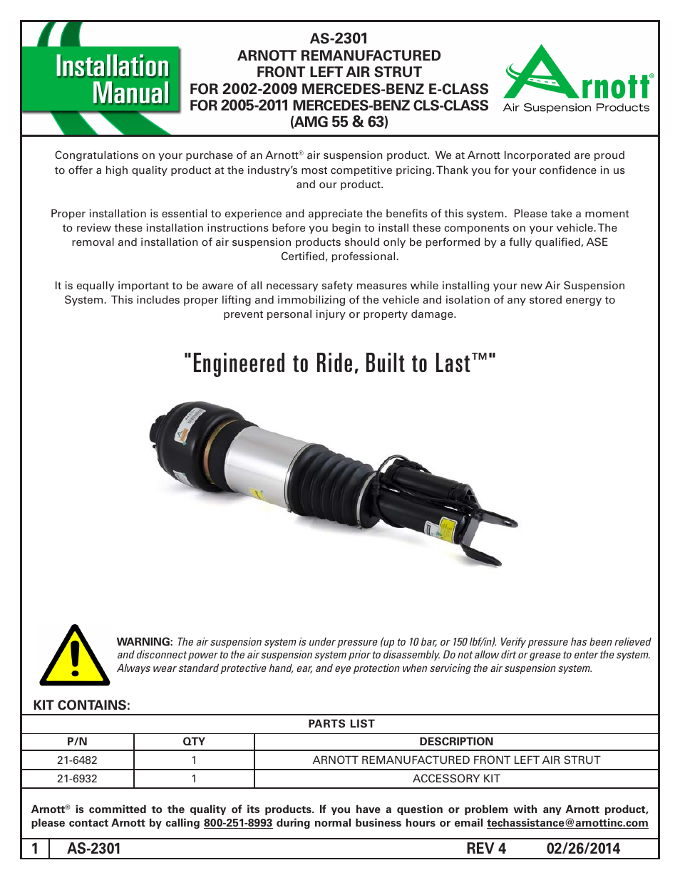 Air Suspension AS-2301 REV 4 User Manual | 7 pages