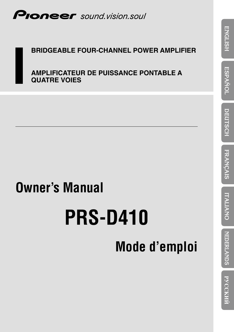 Pioneer PRS-D410 User Manual | 99 pages